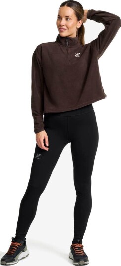 Revolutionrace Hiker Cropped Half zip Fleece Dame Seal Brown L Dame Overdeler Fleece & midlayers