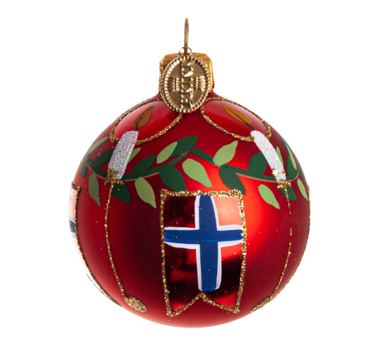 Brink Nordic Julekule 6 cm rødt norsk flagg