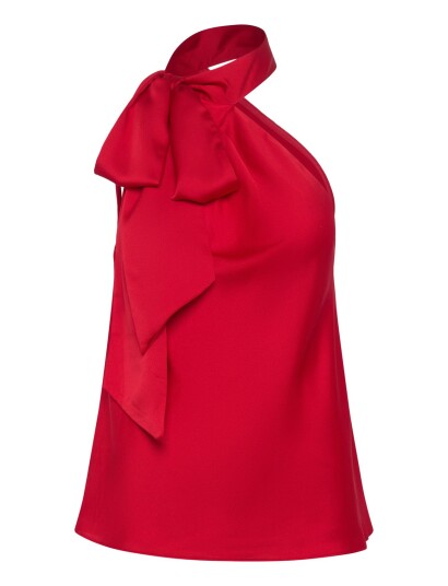 Lauren Ralph Lauren Charmeuse Tie Neck Halter Top   Red   42