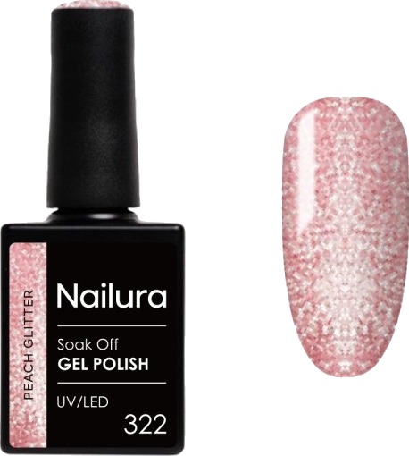 Nailura Gelpolish 322 – Peach Glitter – 10 ml Nailura Gelpolish 322 – Peach Glitter – 10 ml