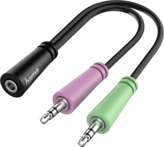Hama 3,5 mm adapter til headset med mikrofon