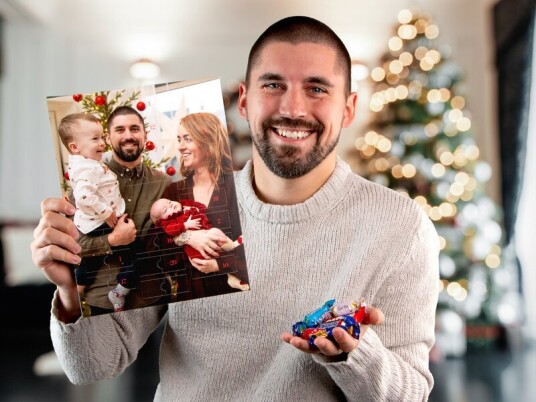 Personlig julekalender med eget foto og godteri