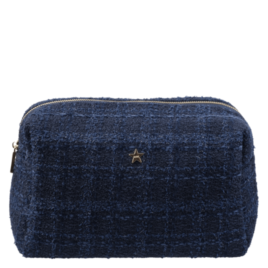 DARK Tweed Make Up Pouch Large Dark Navy Blue