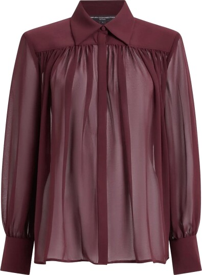 French Connection Arezzo Wide Shoulder Shirt CHERRY LIQUEUR XS