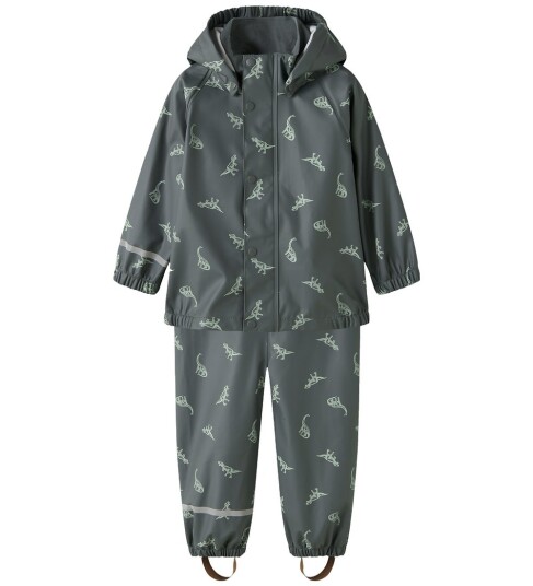 Name It Regntøy m. Seler PU NmmTørr10 Balsam Green/Dino Name It 3 år 98 Regntøy Grønn