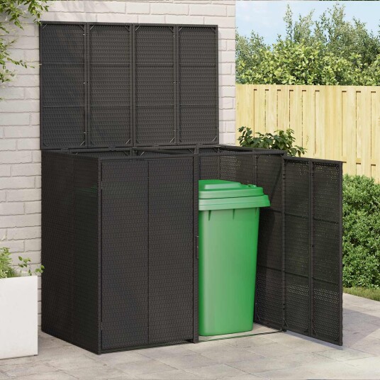vidaXL Søppelboks 2 pcs Svart 65 x 80 x 115 cm Polyethylen