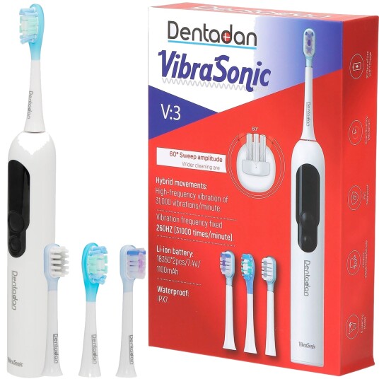 Dentadan VibraSonic V:3 Pro Elektrisk Tannbørste inkl. 3 Børstehoder