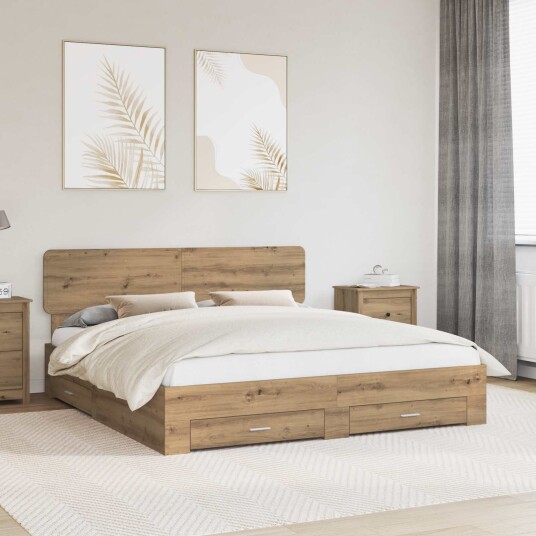 Sengestamme med skuff Artisan Eik 180 x 200 cm Konstruert tre