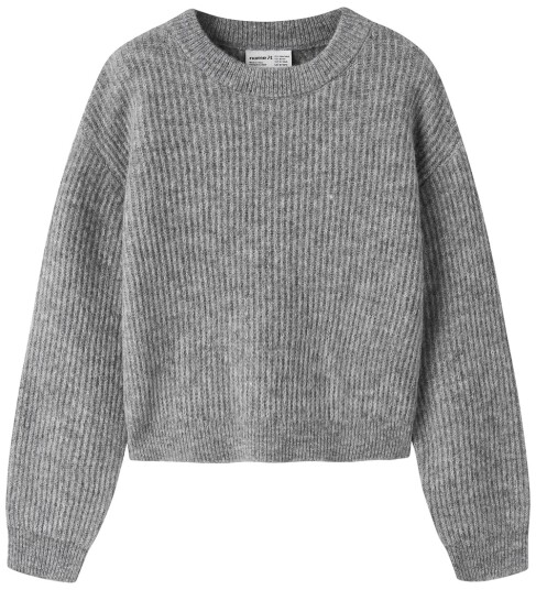 Name It Genser Strikk NkfHolly Short Noos Grey Melange Name It 11 12 år (146 152) Genser Grå