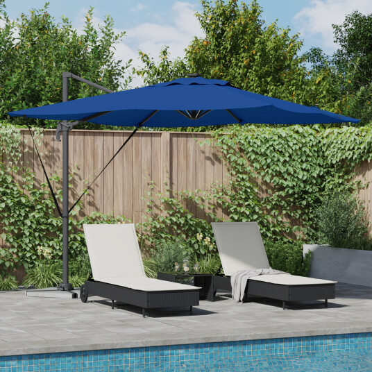  Cantilever Roma Parasol med LED er Azure Blå 286x285x270 cm Aluminium