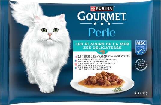 Gourmet Våtfôr Blandet Prøvepakke Perle Mix Iiii 4 Sorten Delikatesser Fra Havet 4 X 85 G