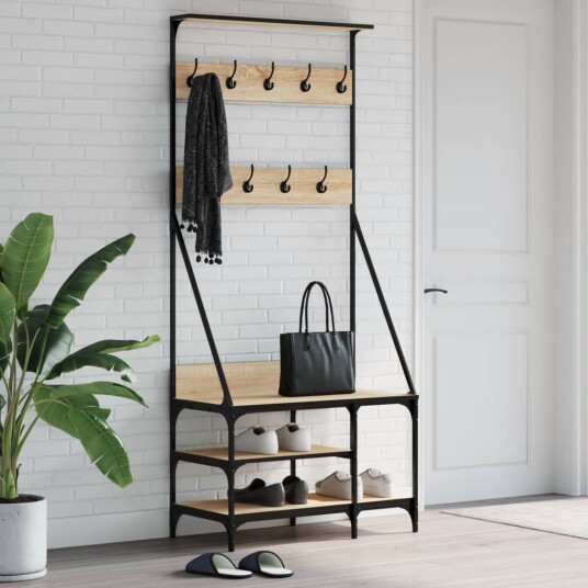 Klesstativ med skooppbevaring sonoma eik 80x40x184 cm 8721012196452
