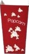Popcornbæger 0.7 Ltr 25 Oz 155 Mm Rød Med Hvide Popcorn,10 Ps X 50 Stk/Krt