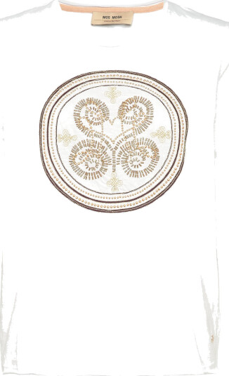 MOS MOSH Mmzano O-Ss Embroidery Tee - White - XS