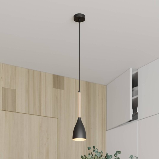 Luminex Muza hengelampe svart/lyst tre Ø 11 cm Luminex Muza hengelampe svart/lyst tre Ø 11 cm