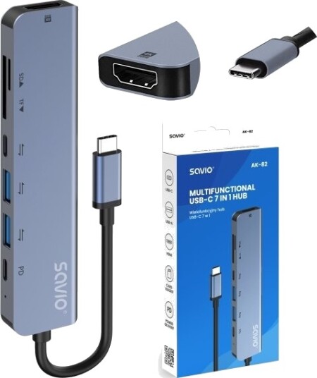 Savio Ak 82 Usb Type C Hdmi Usb Type C Microsdhc Microsdxc Sd Sdhc Sdxc 5000 Mbit/S 30 Hz 3840 X 2160