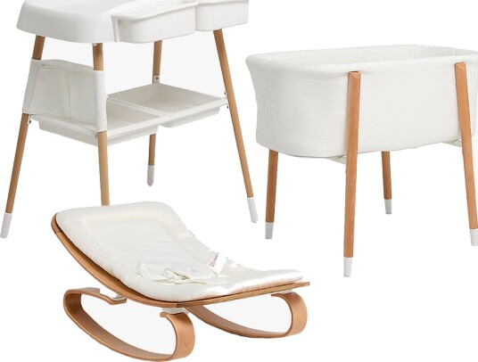 Beemoo Nordic Sprinkelseng, Stellebord & Vippestol, White/Wood Beemoo Nordic Sprinkelseng, Stellebord & Vippestol, White/Wood