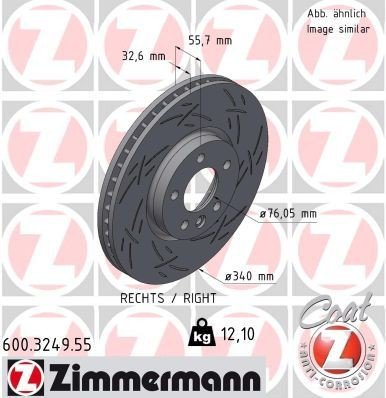 Bremseskive ZIMMERMANN 600.3249.55