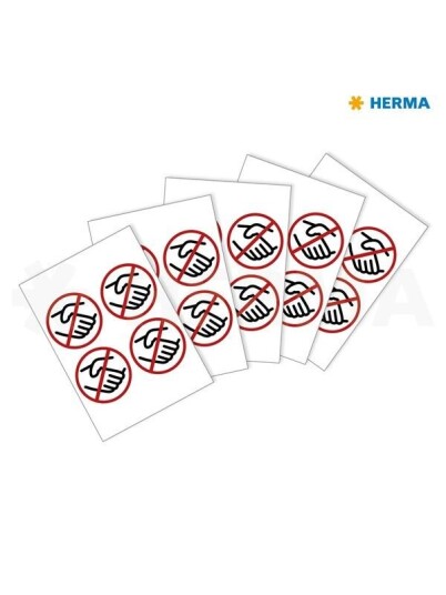 HERMA Information label: Prohibited sign No handshakes Ø 10 cm self-adhesive removable