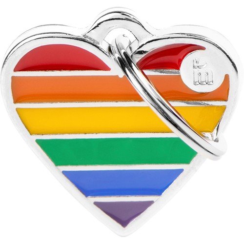 Myfamily Rainbow Hjerte ID tag med nøkkelring - 37x36 mm Myfamily Rainbow Hjerte ID tag med nøkkelring - 37x36 mm