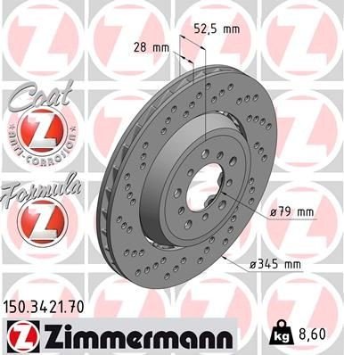 Bremseskive ZIMMERMANN 150.3421.70