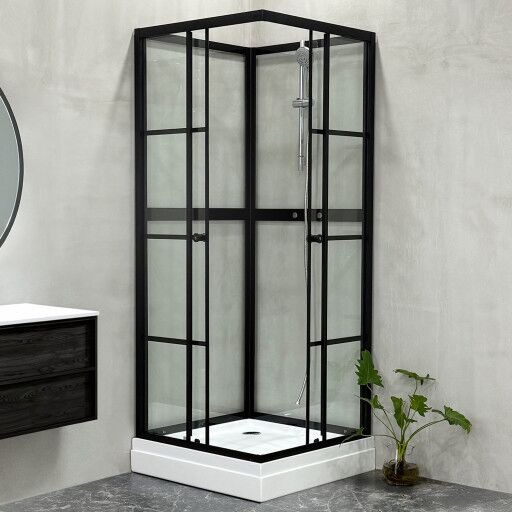 Bathlife Betrakta dusjkabinett, 80x80 cm, sort matt/klart glass Bathlife Betrakta dusjkabinett, 80x80 cm, sort matt/klart glass