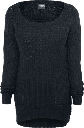 Urban Classics Strikket genser - Ladies Long Wideneck Sweater - XS til S - Damer - svart