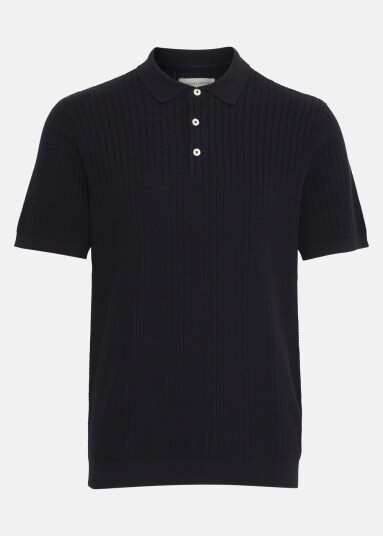 Casual Friday Cfkarl Structured Knit Polo Dark Navy 2xl Kortarmede Skjorter