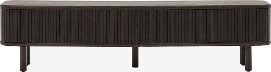 Kave Home Mailen TV bord med 2 dører i askfinér med mørk finish 200 x 50 cm Brun