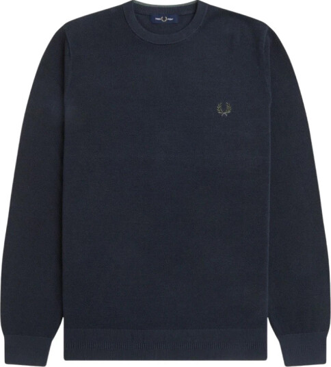 Fred Perry Pique Stitch Jumper - Navy - S Fred Perry Pique Stitch Jumper - Navy - S