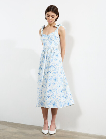 French Connection Serenity Dale Crepe Midi Dress - Blue - 40