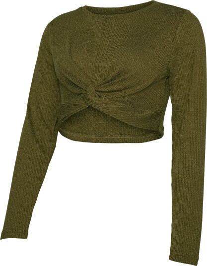 Mamalicious Mlmeloni Ls Crop Top Noos   Khaki green   XXL