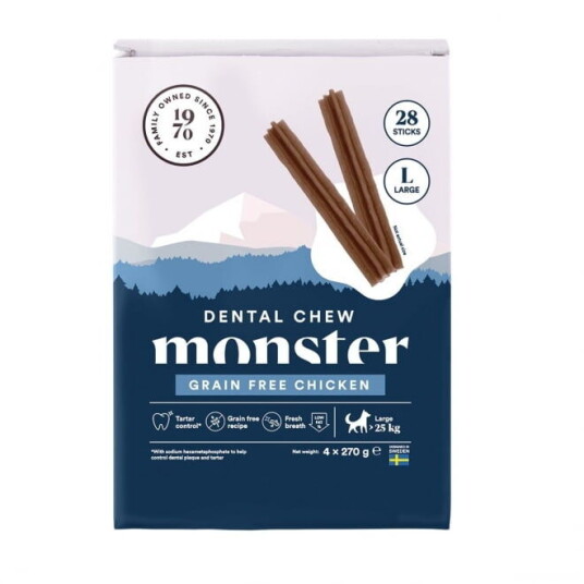 Monster Pet Food Tannpleie Tyggebein Kylling Stor (28 stk) Monster Pet Food Tannpleie Tyggebein Kylling Stor (28 stk)