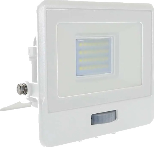 V Tac 20W LED lyskaster med sensor SMD Samsung LED chip Dimbar : Ikke dimbar Farge på huset : Hvit Kulør : Kald