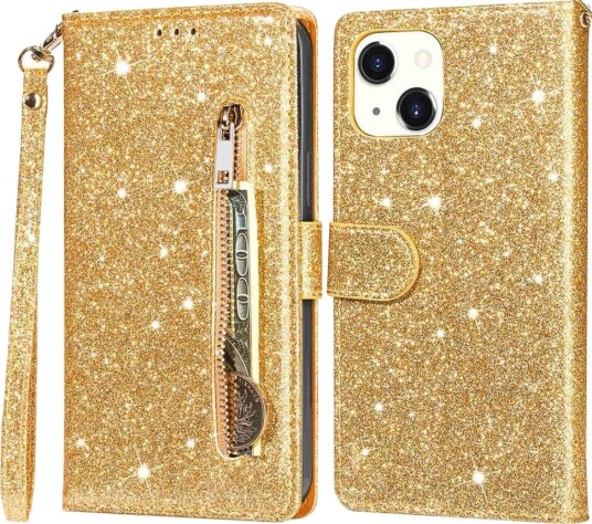 Trolsk Lommebokdeksel Glitter (iPhone 15 Plus) Gull