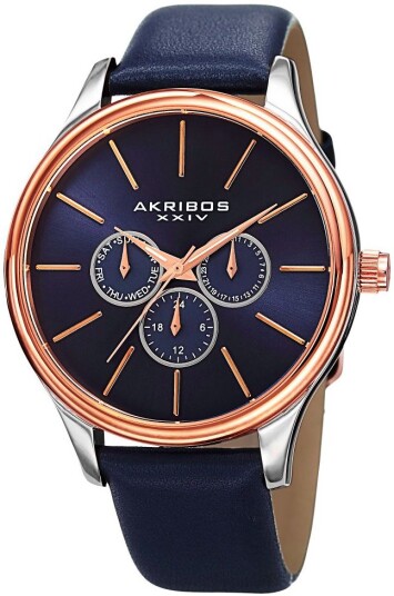 Akribos XXIV Herreklokke AK870BU Blå/Lær Ø44 mm Akribos XXIV Herreklokke AK870BU Blå/Lær Ø44 mm