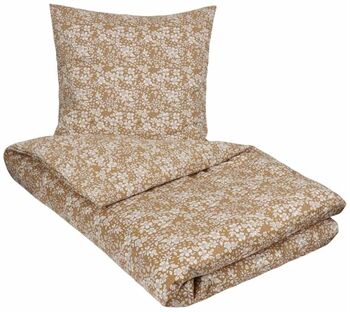 Borg Living Sateng sengesett - 140x200 cm - 100% Bomullssateng - Small flowers golden