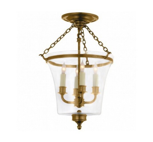 Sussex Semi-Flush Bell Jar Lantern Antique-Burnished Brass Sussex Semi-Flush Bell Jar Lantern Antique-Burnished Brass
