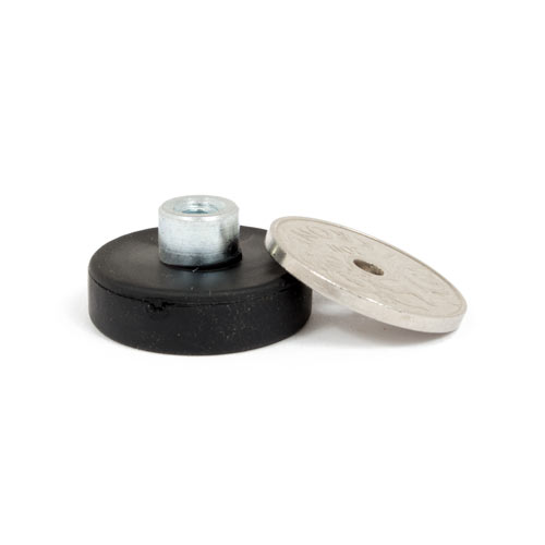 SuperMagneter Gummimagnet Ø 22 Mm Med Innvendig Gjenge M4   Løftekraft 5 Kg