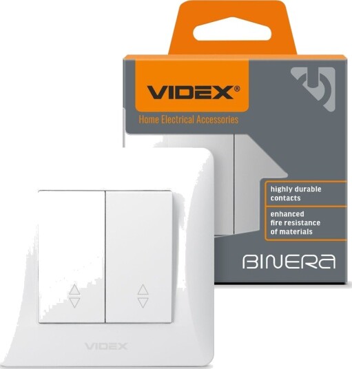 Videx 2-kanals bryter - korrespondanse, 86x86mm, hvit