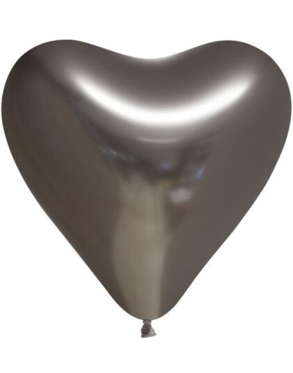 6 stk 30 cm Grå Glossy Mirror Hjerteballonger 6 stk 30 cm Grå Glossy Mirror Hjerteballonger