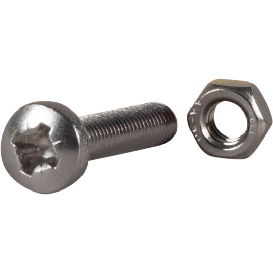Essve Maskinskrue Med Mutter Panhode Phillips Ph Rustfritt Stal M6 L: 20mm Ant: 10stk