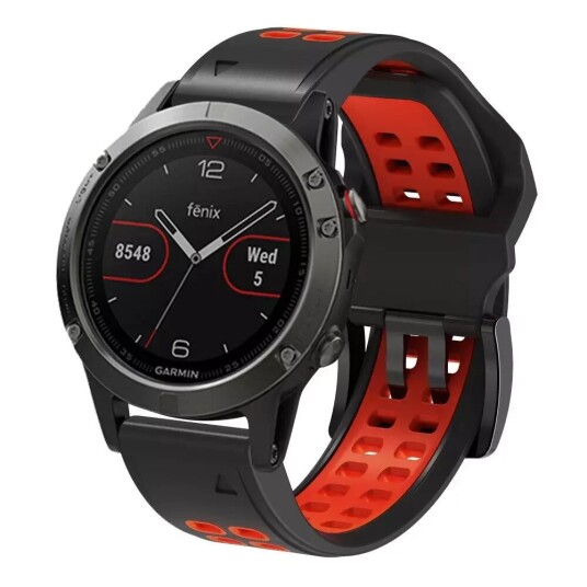 INCOVER Garmin Universal Silikonstropp med Doble Dull (26mm) - Svart / Rød