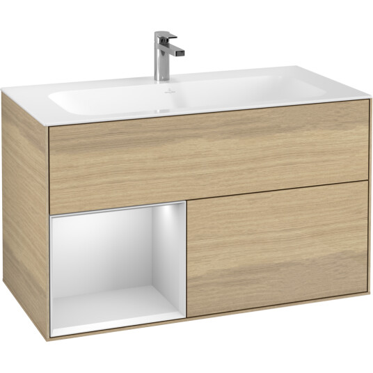 VILLEROY & BOCH FINION SERVANTSKAP 100 EIK FINÉR EMOTION-LYS VENSTRESTILT HVITMATT HYLLE