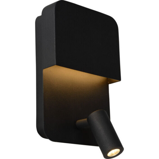 Lucide Boxer Vegglampe 3000K m/USB Ladeport Sort - 91906 Lucide Boxer Vegglampe 3000K m/USB Ladeport Sort - 91906