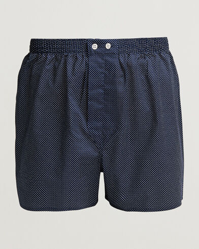 Derek Rose Classic Fit Cotton Boxer Shorts Navy Polka Dot Derek Rose Classic Fit Cotton Boxer Shorts Navy Polka Dot