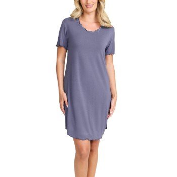 Damella Bamboo Plain Short Sleeve Nightdress Blå Bambus X Large Dame