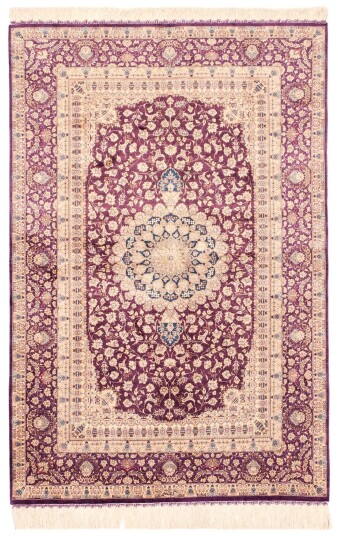 Håndknyttet. Opphav: Persia / Iran Ghom silke Teppe 100x148