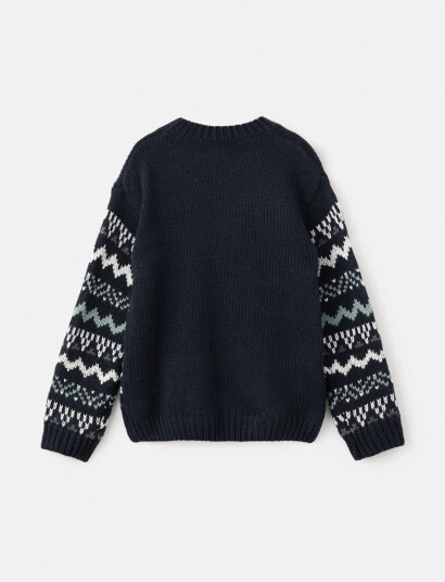 Mango Knitted Sweater With Trim Navy 5 6 Mango Knitted Sweater With Trim Navy 5 6