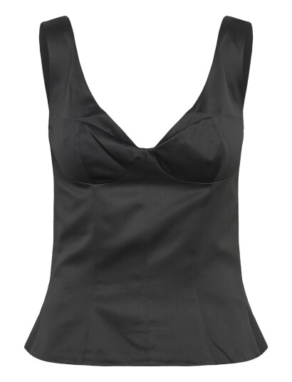 ROTATE Birger Christensen Satin Fitted Top Black 32 ROTATE Birger Christensen Satin Fitted Top Black 32